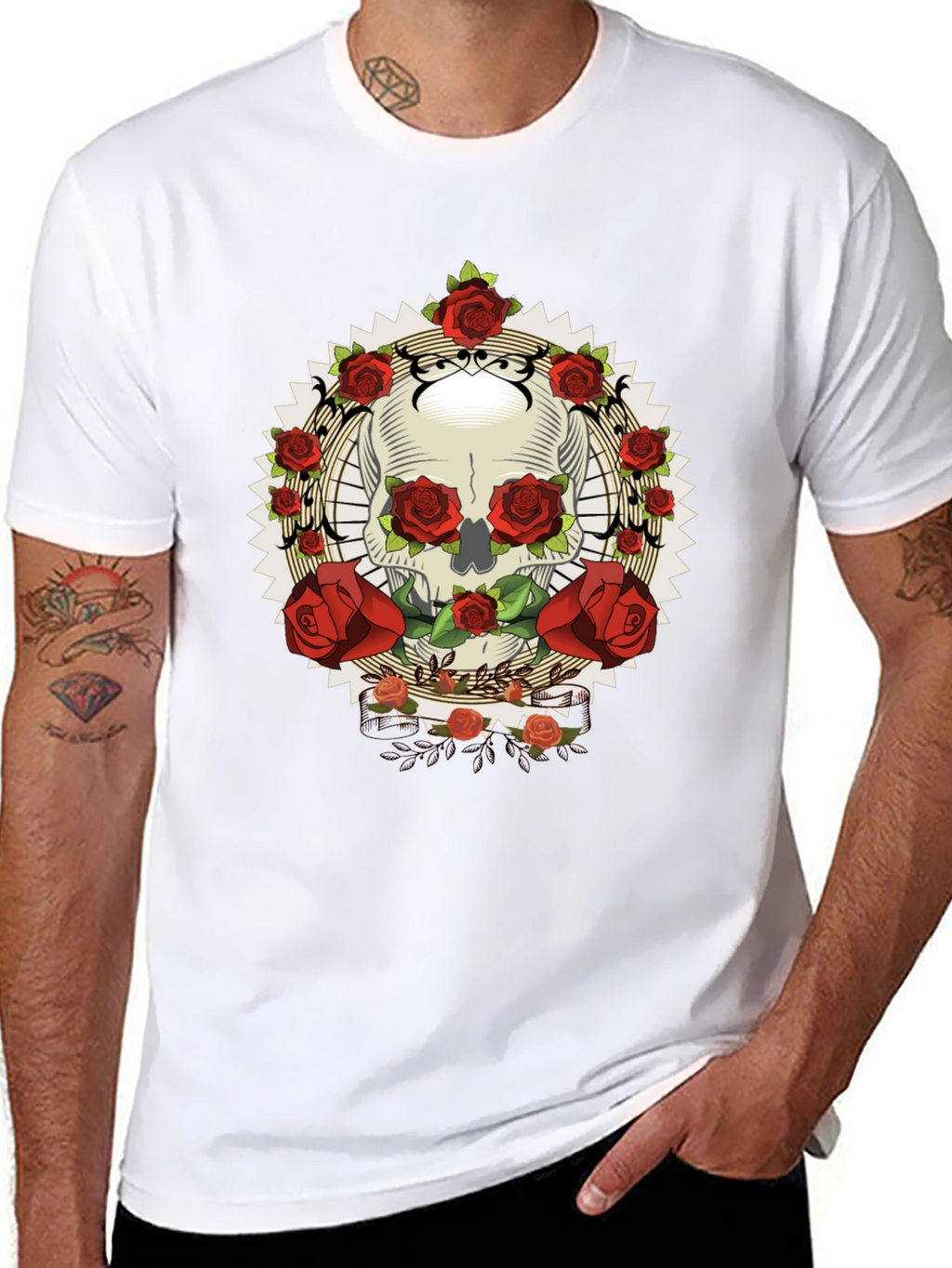 Skull & Roses Graphic Tee - Rocker Style