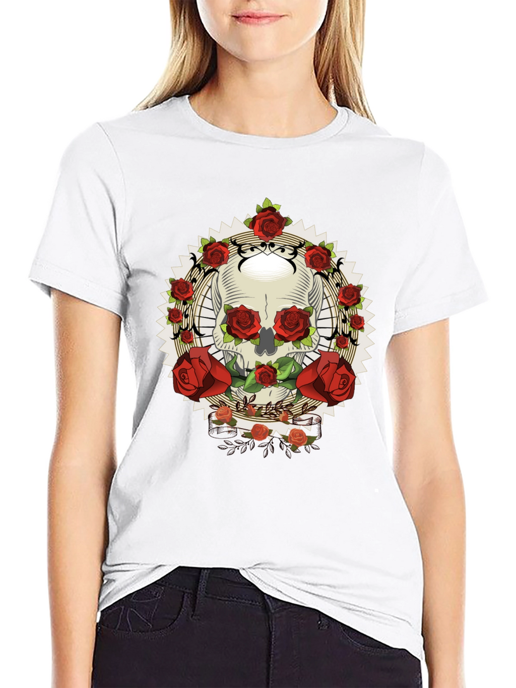 Skull & Roses Graphic Tee - Rocker Style
