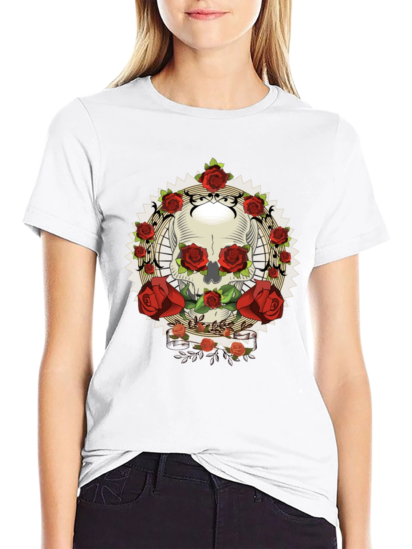 Skull & Roses Graphic Tee - Rocker Style