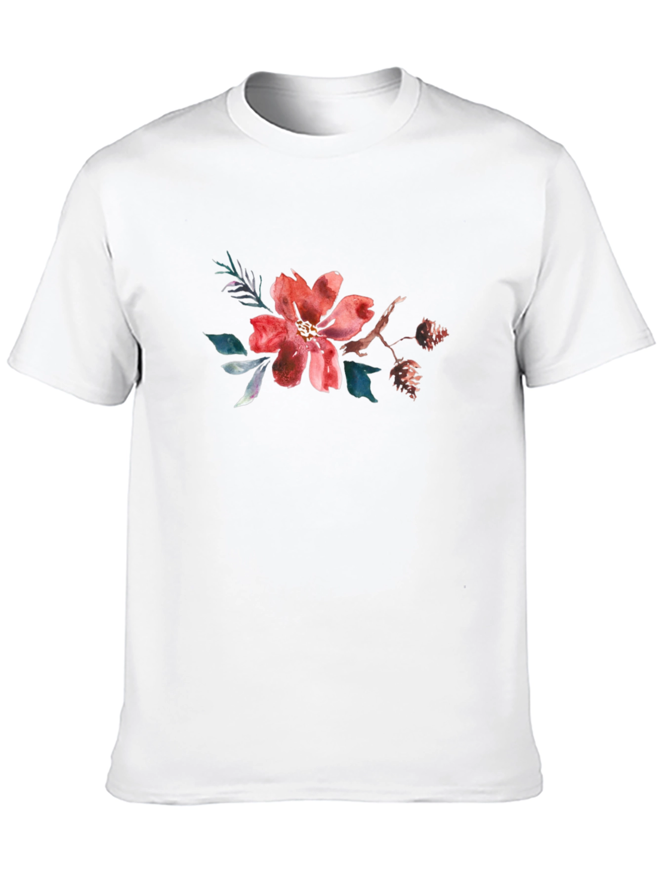 Floral Watercolor Graphic Tee - Casual Black T-Shirt