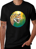 Roaring Tiger Graphic Tee - Black Cotton T-Shirt