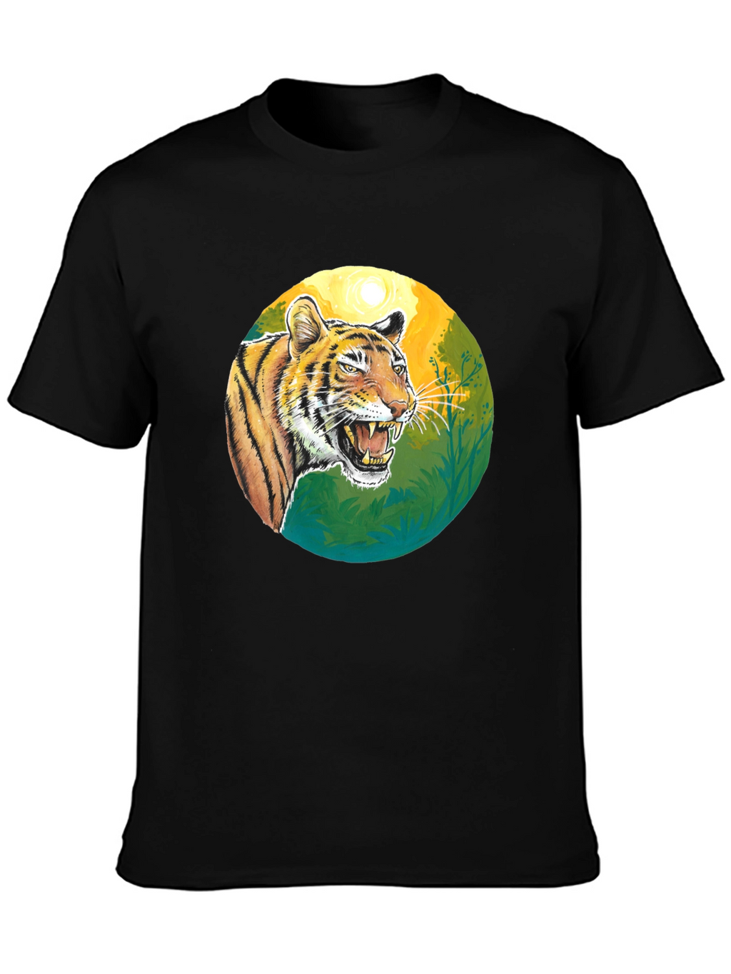 Roaring Tiger Graphic Tee - Black Cotton T-Shirt