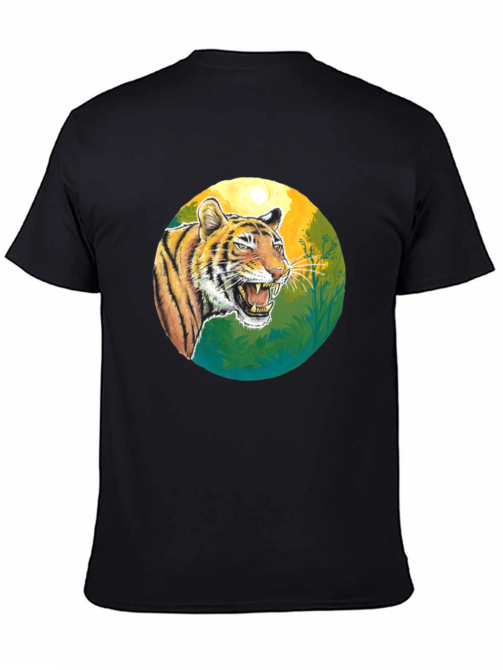 Roaring Tiger Graphic Tee - Black Cotton T-Shirt