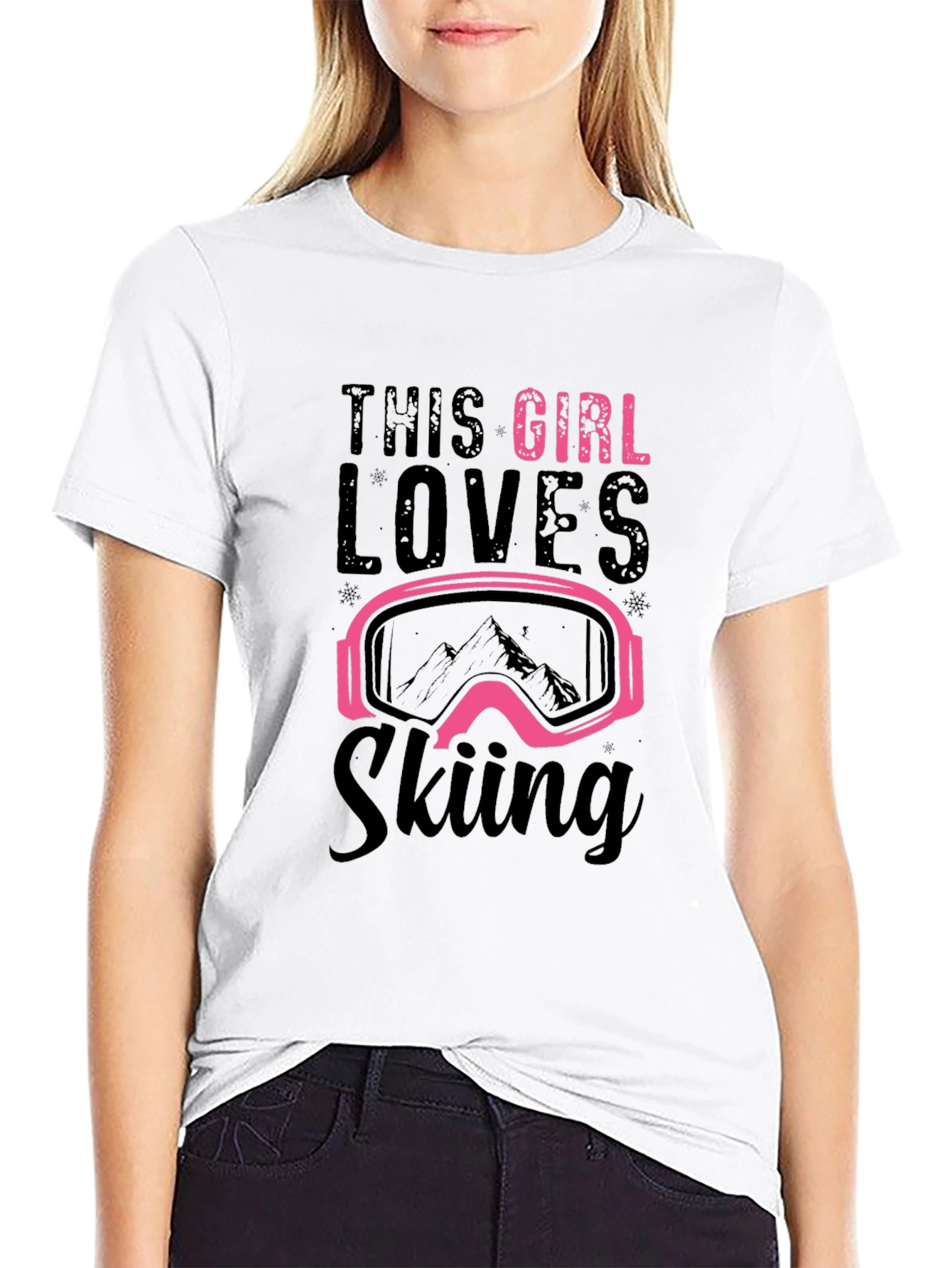 This Girl Loves Skiing T-Shirt - Black