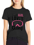 This Girl Loves Skiing T-Shirt - Black