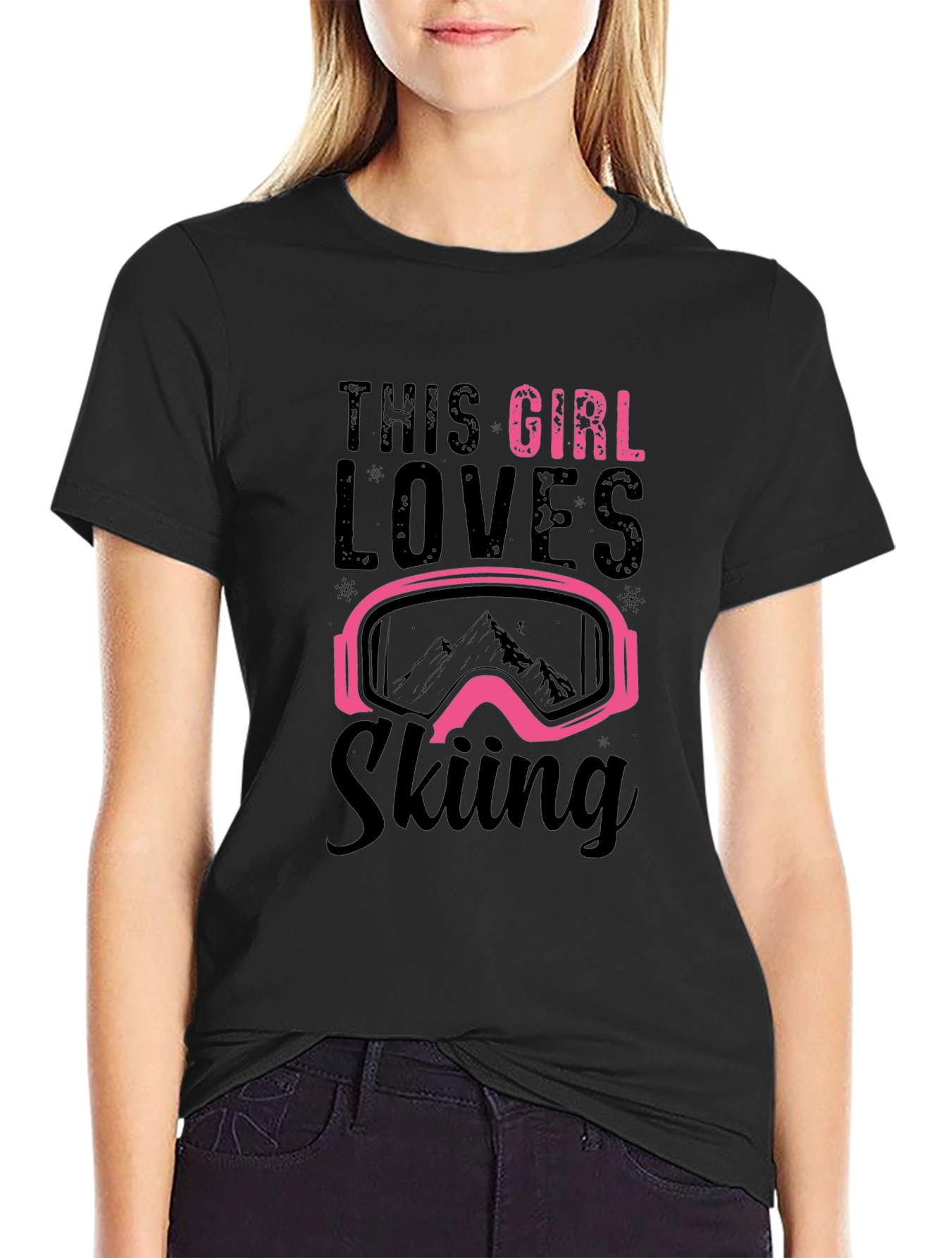 This Girl Loves Skiing T-Shirt - Black