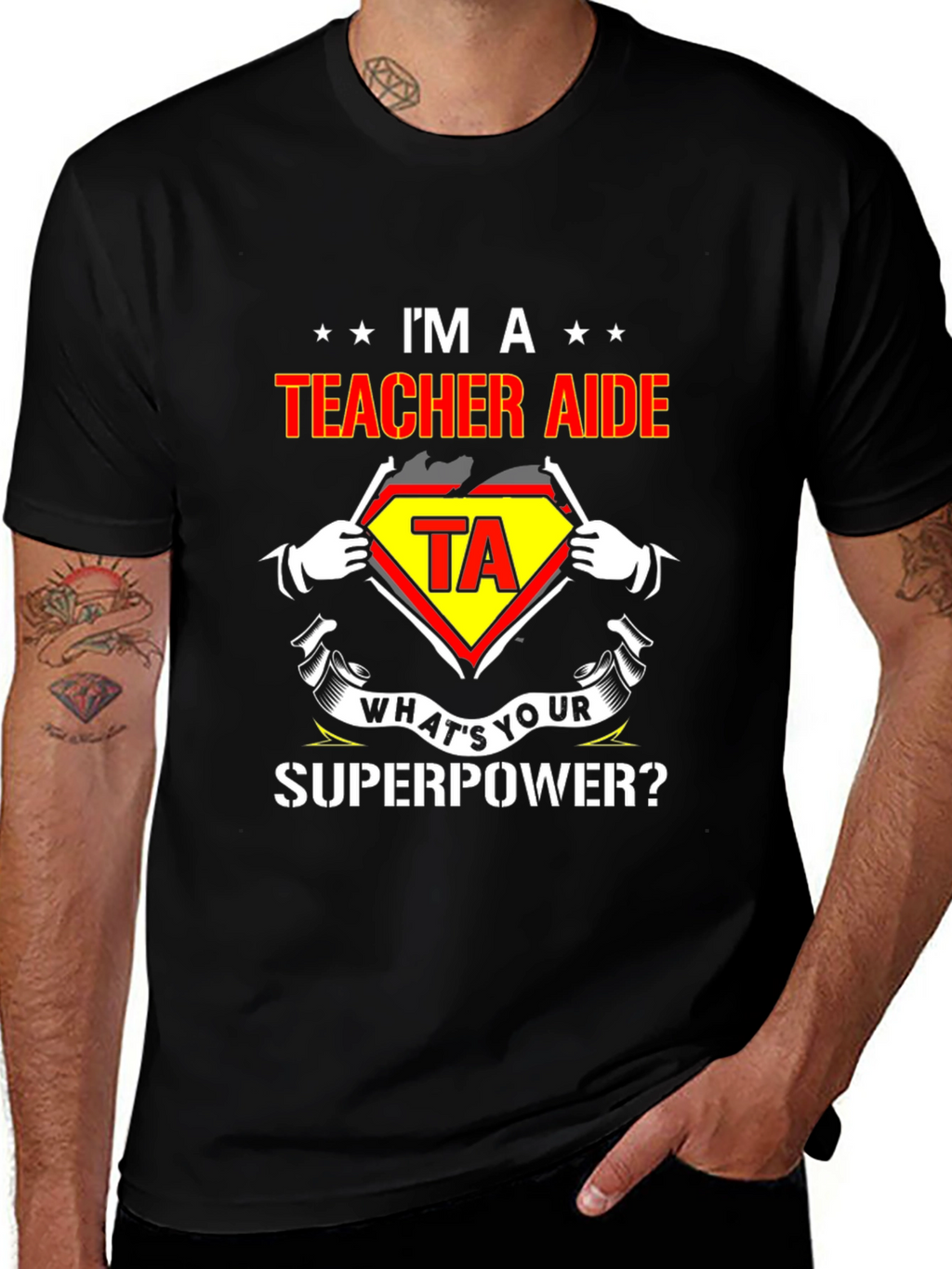 Teacher Aide Superhero T-Shirt - Whats Your Superpower?
