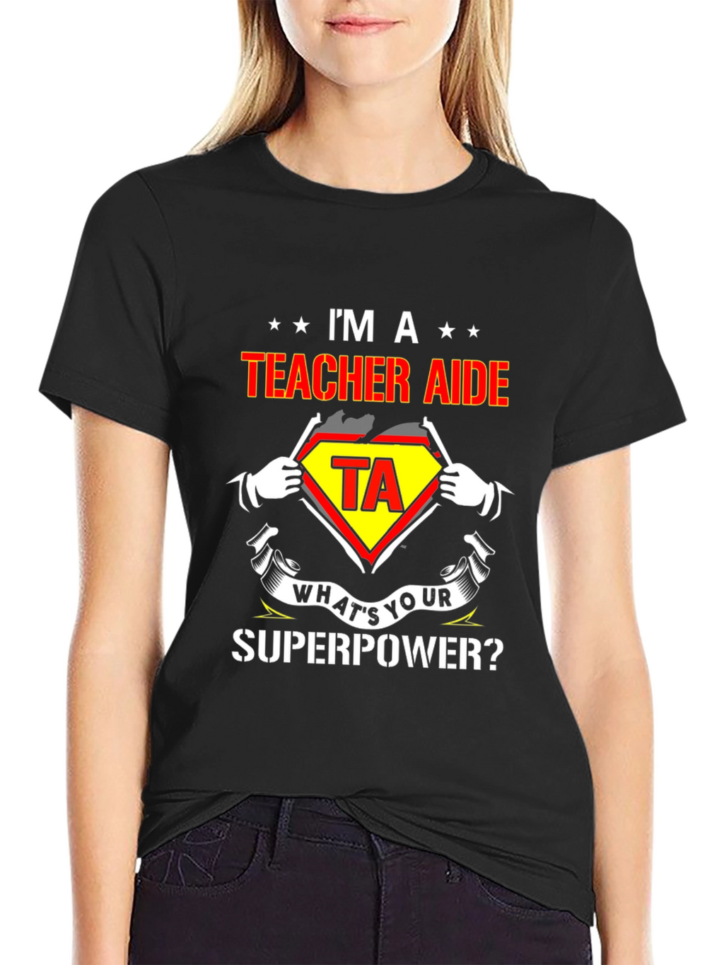 Teacher Aide Superhero T-Shirt - Whats Your Superpower?