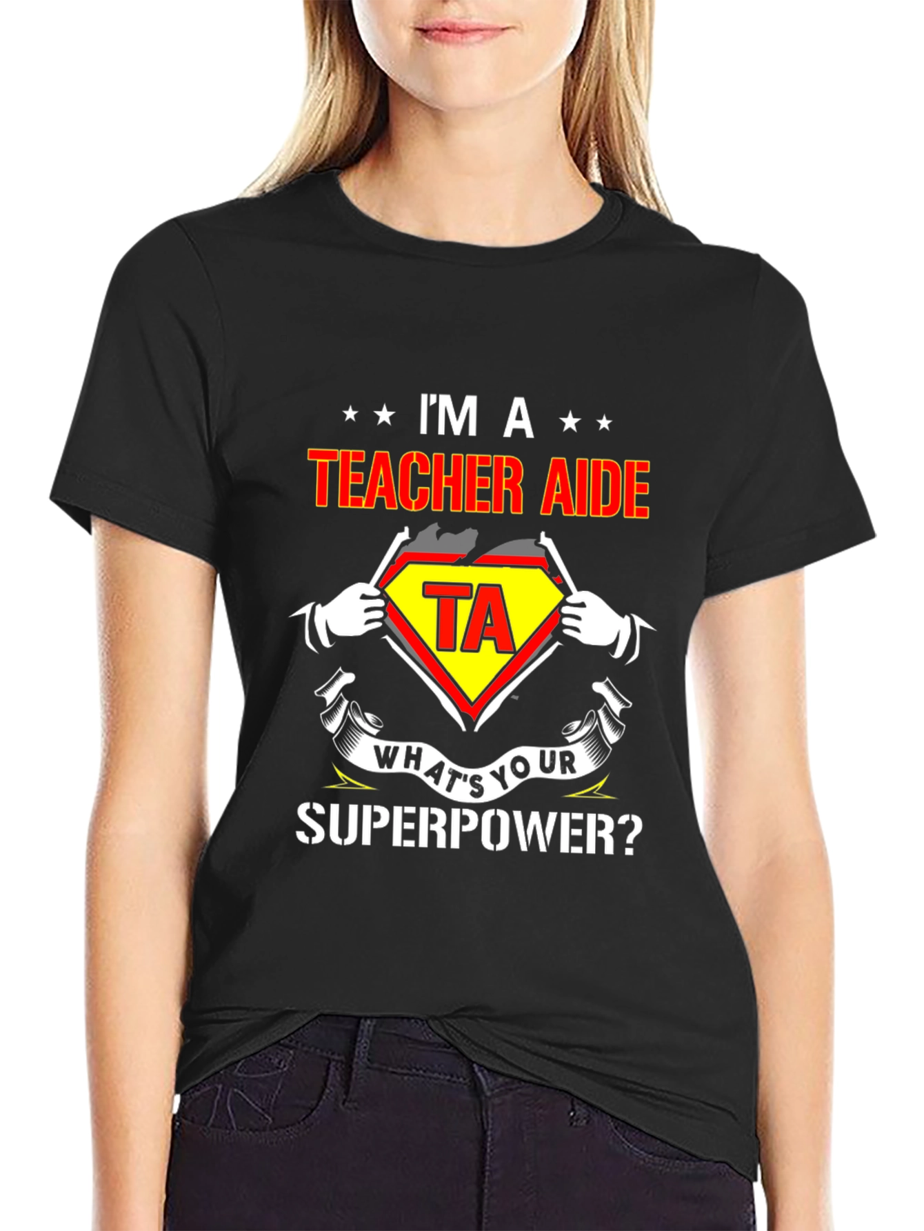 Teacher Aide Superhero T-Shirt - Whats Your Superpower?