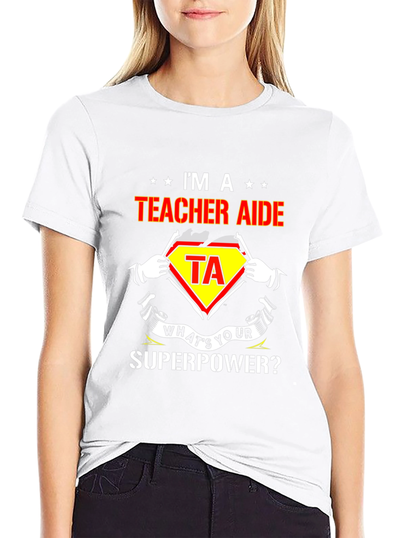 Teacher Aide Superhero T-Shirt - Whats Your Superpower?