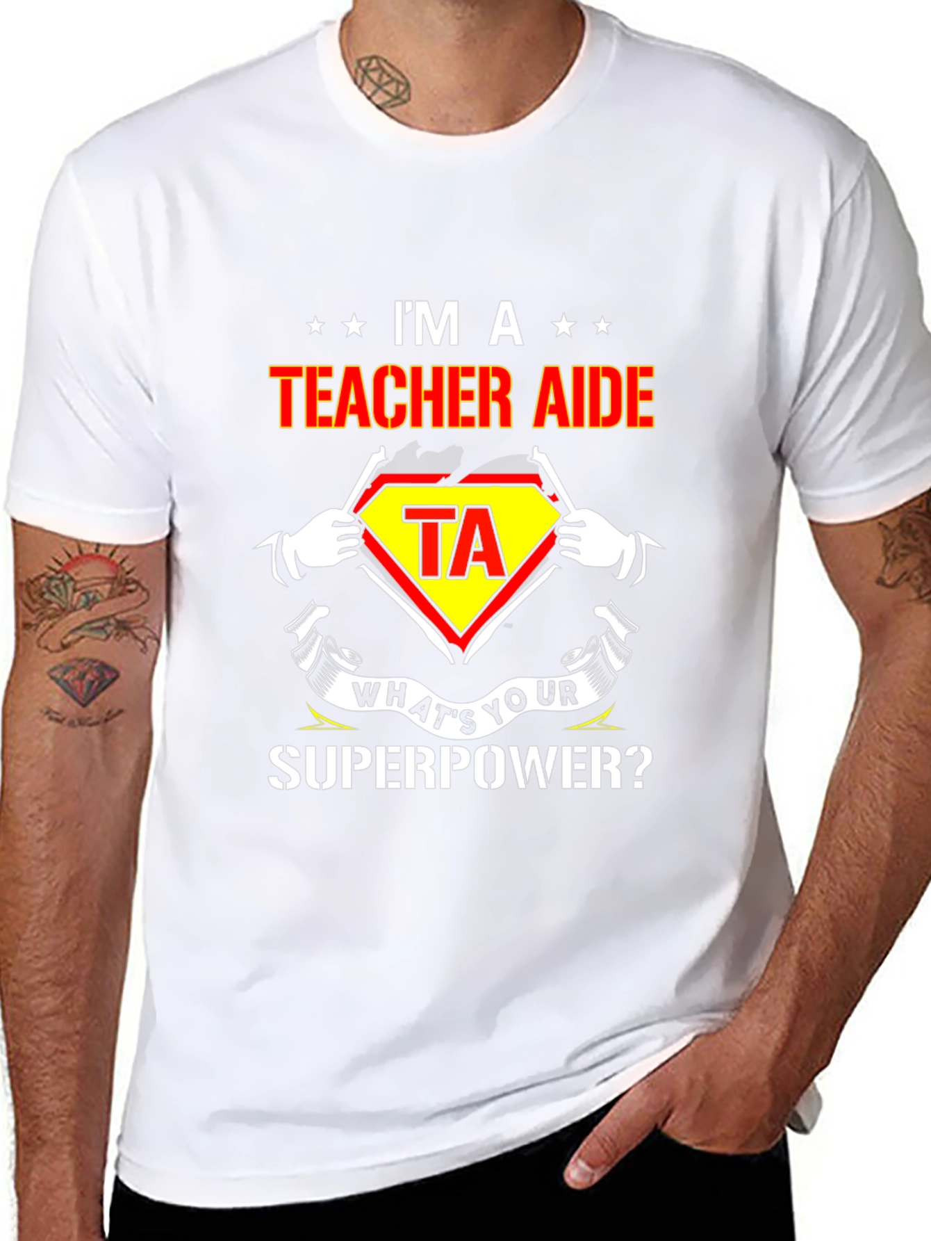 Teacher Aide Superhero T-Shirt - Whats Your Superpower?