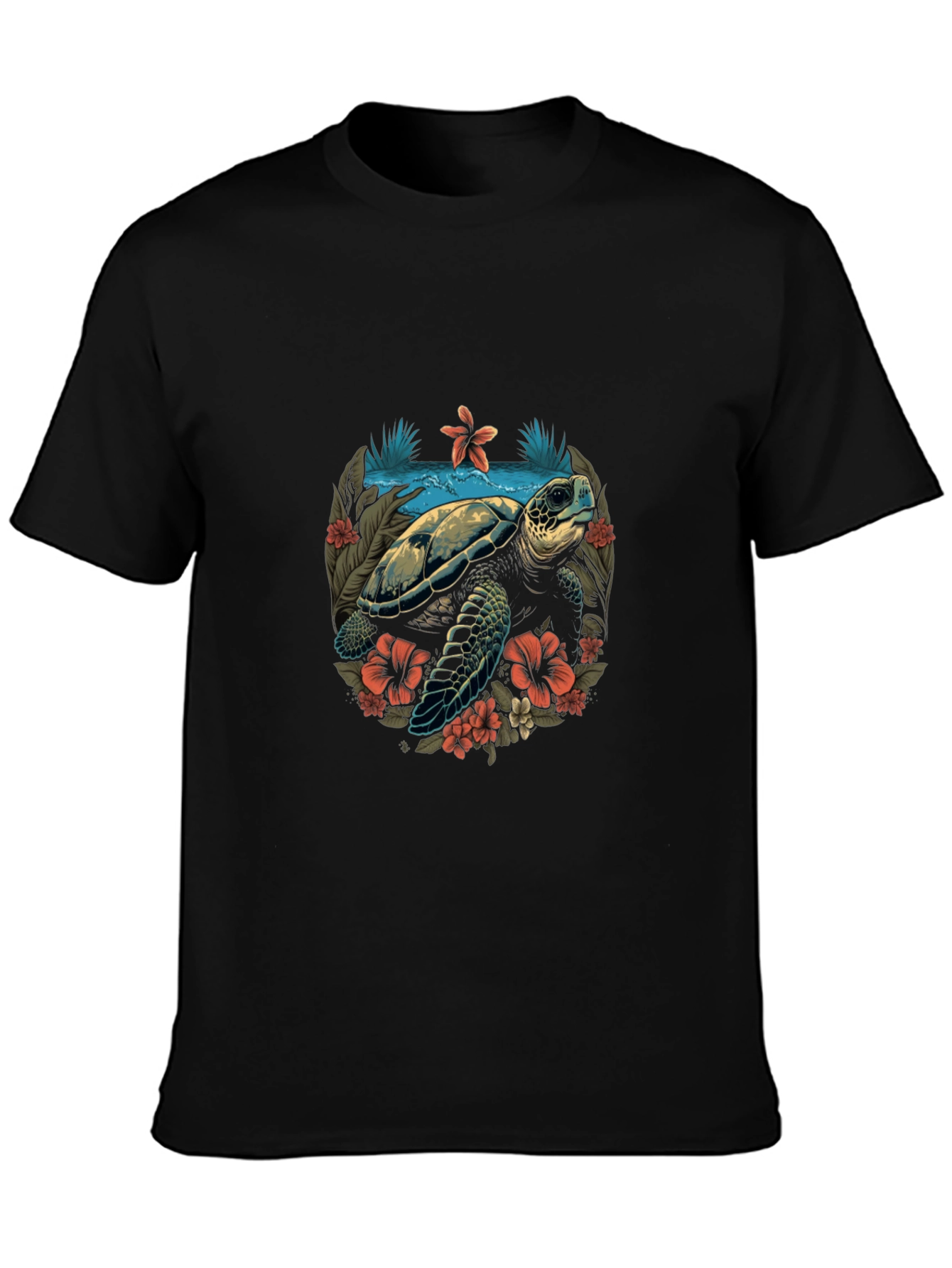 Tropical Turtle Graphic Tee - Ocean Life Shirt