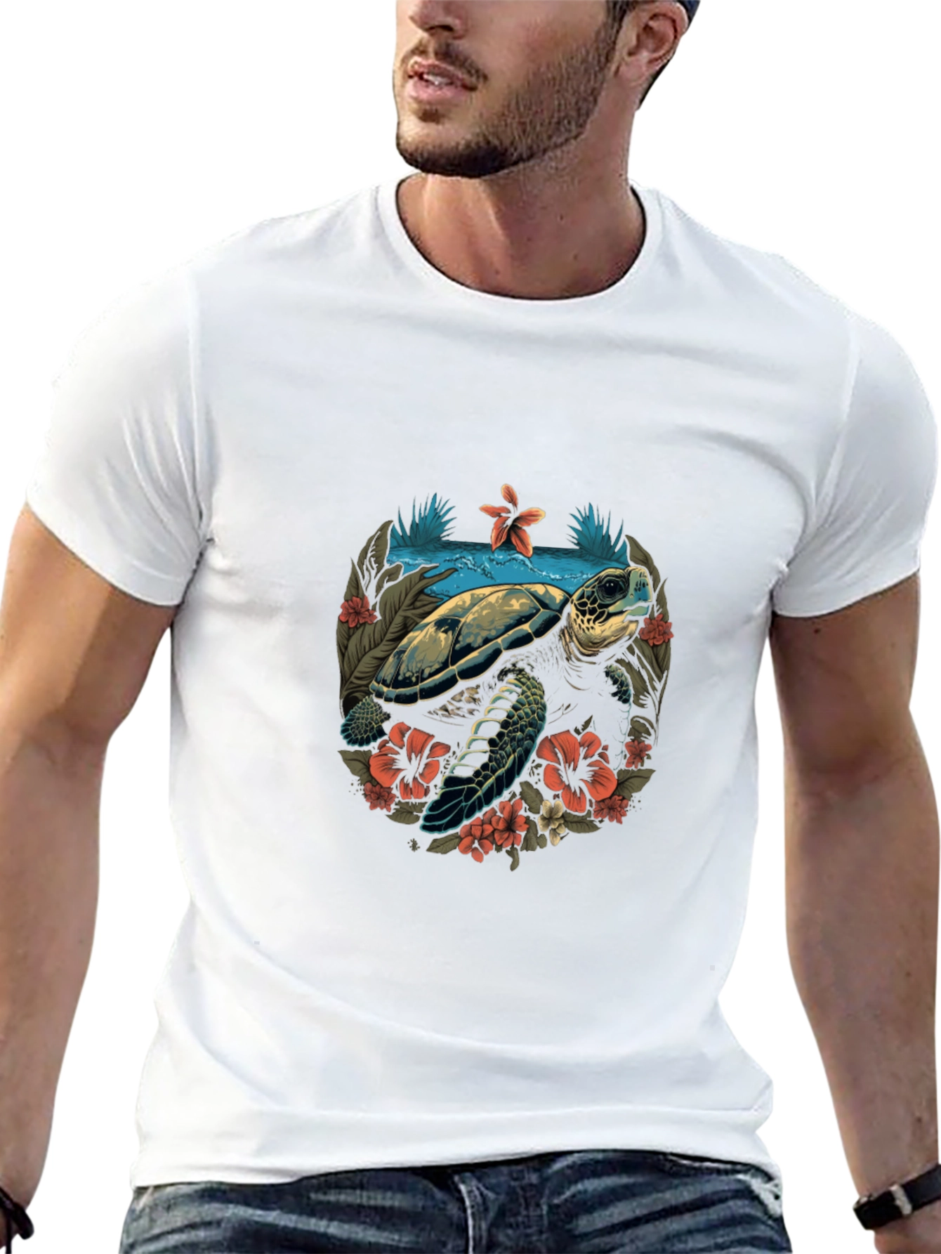 Tropical Turtle Graphic Tee - Ocean Life Shirt