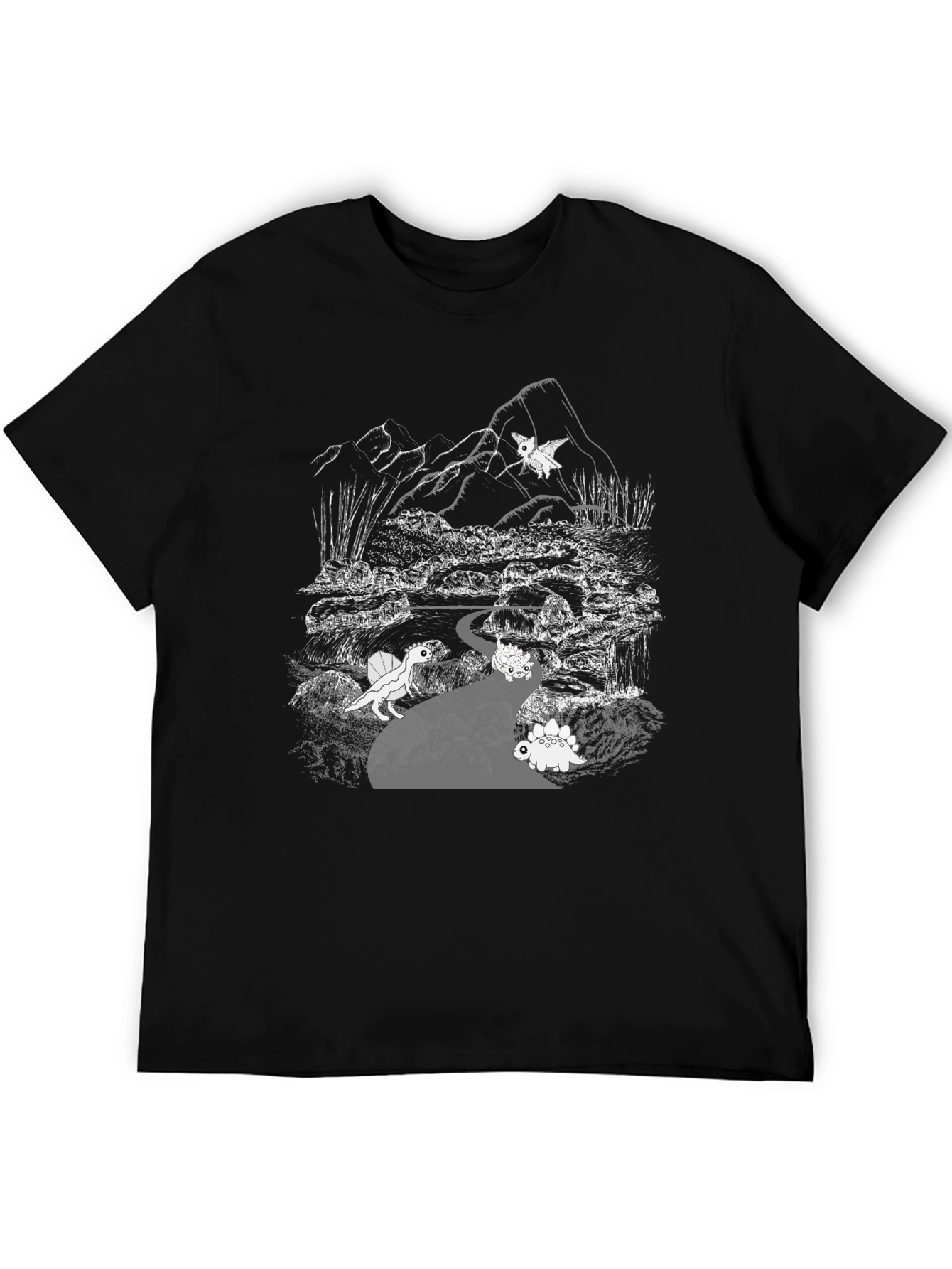 Dinosaur Adventure T-Shirt: Black Cotton Tee