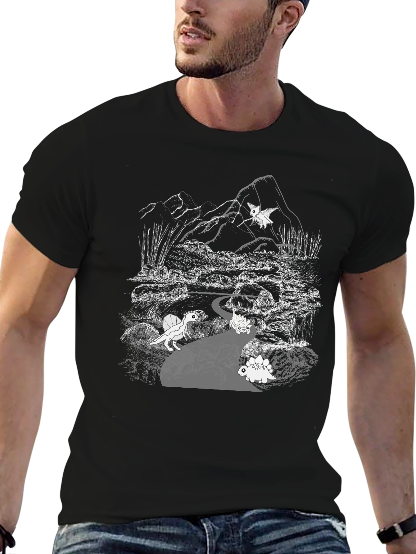 Dinosaur Adventure T-Shirt: Black Cotton Tee