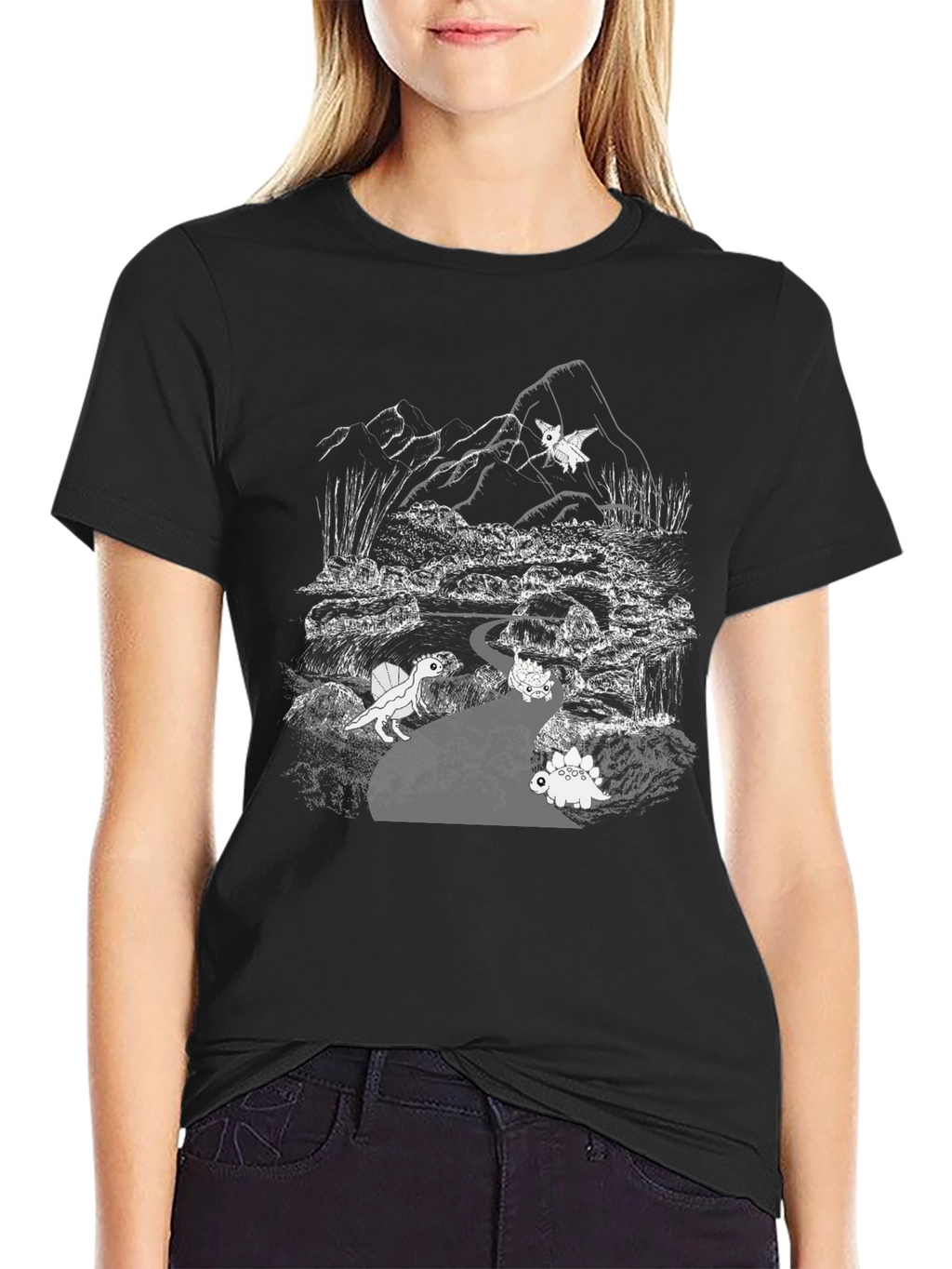 Dinosaur Adventure T-Shirt: Black Cotton Tee