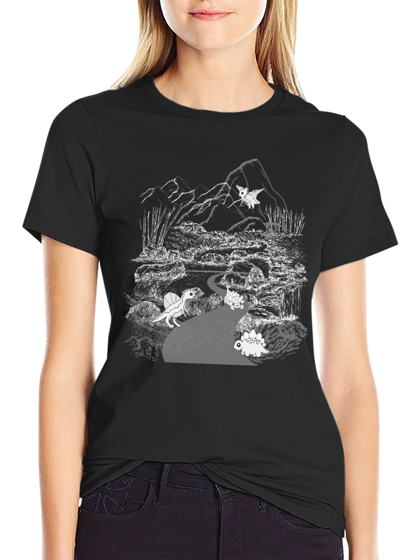 Dinosaur Adventure T-Shirt: Black Cotton Tee