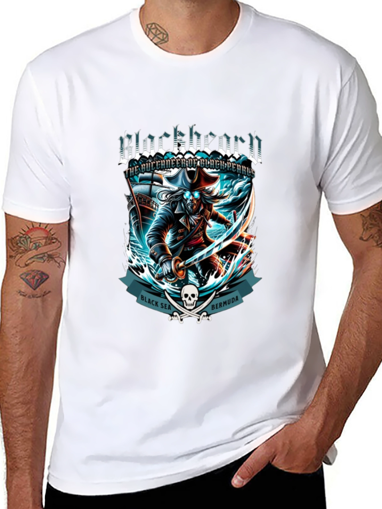 Blackbeard Pirate T-Shirt - Black Sea Bermuda