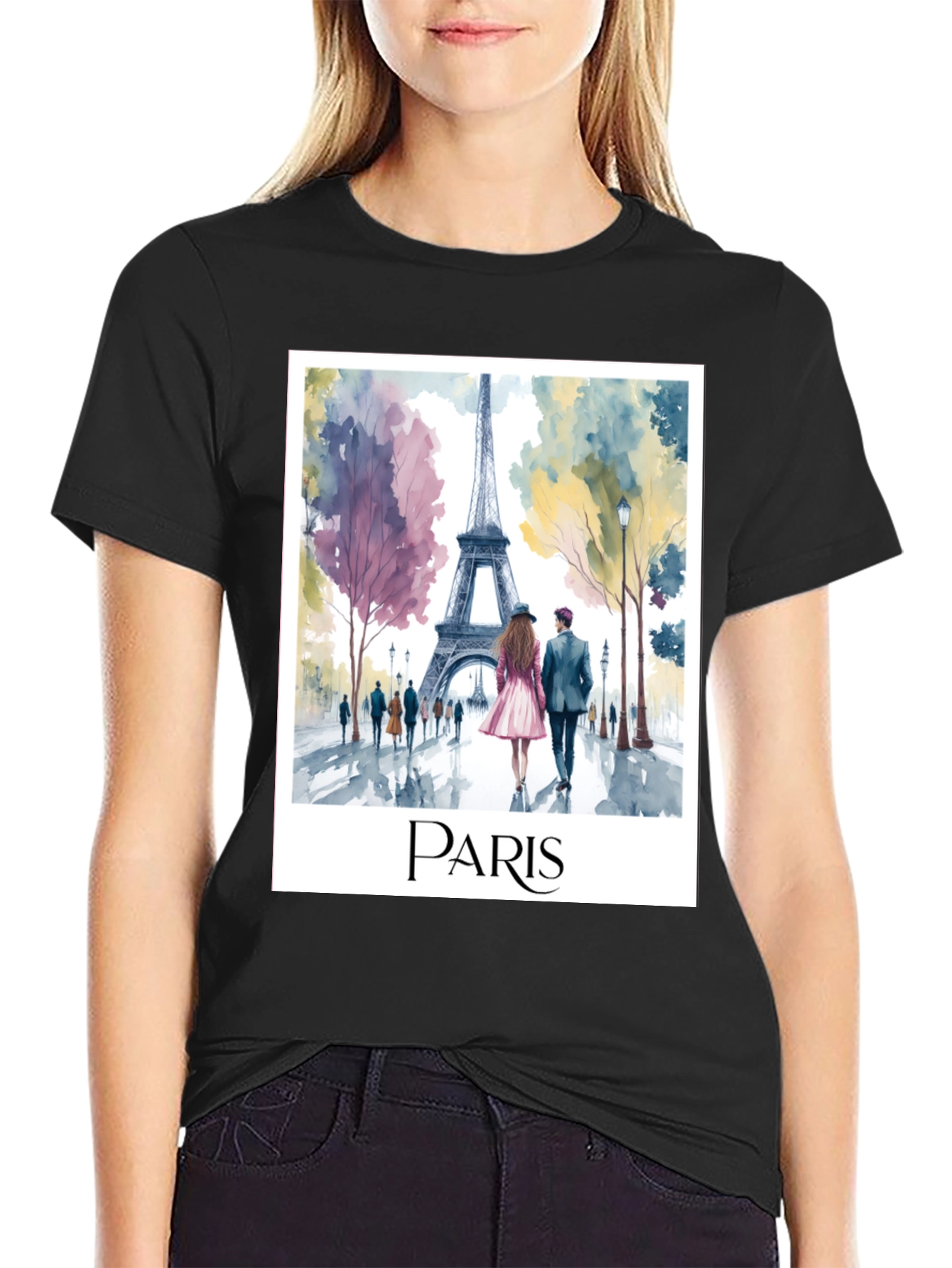 Paris Eiffel Tower Watercolor Graphic Tee