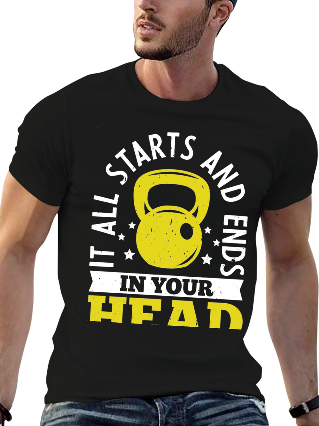 It Starts in Your Head Black Graphic T-Shirt