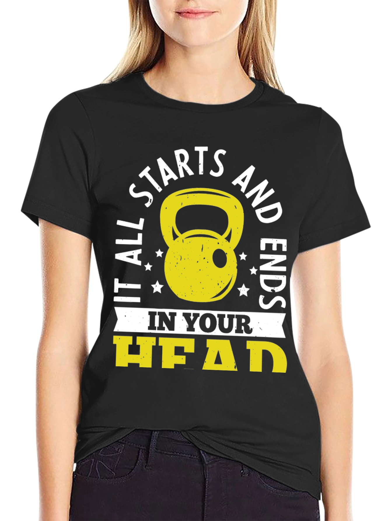 It Starts in Your Head Black Graphic T-Shirt