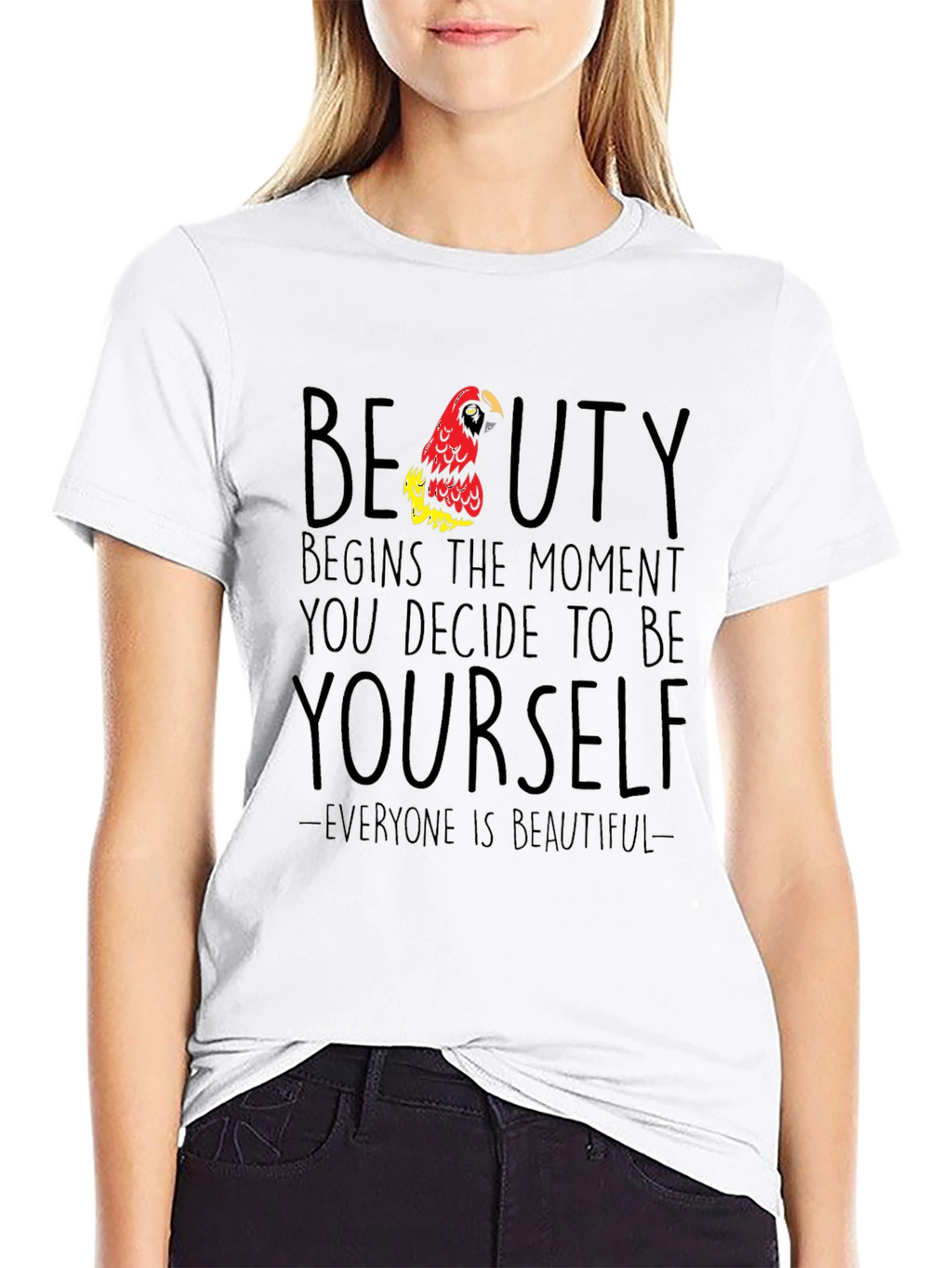 Beauty Begins Parrot Graphic T-Shirt