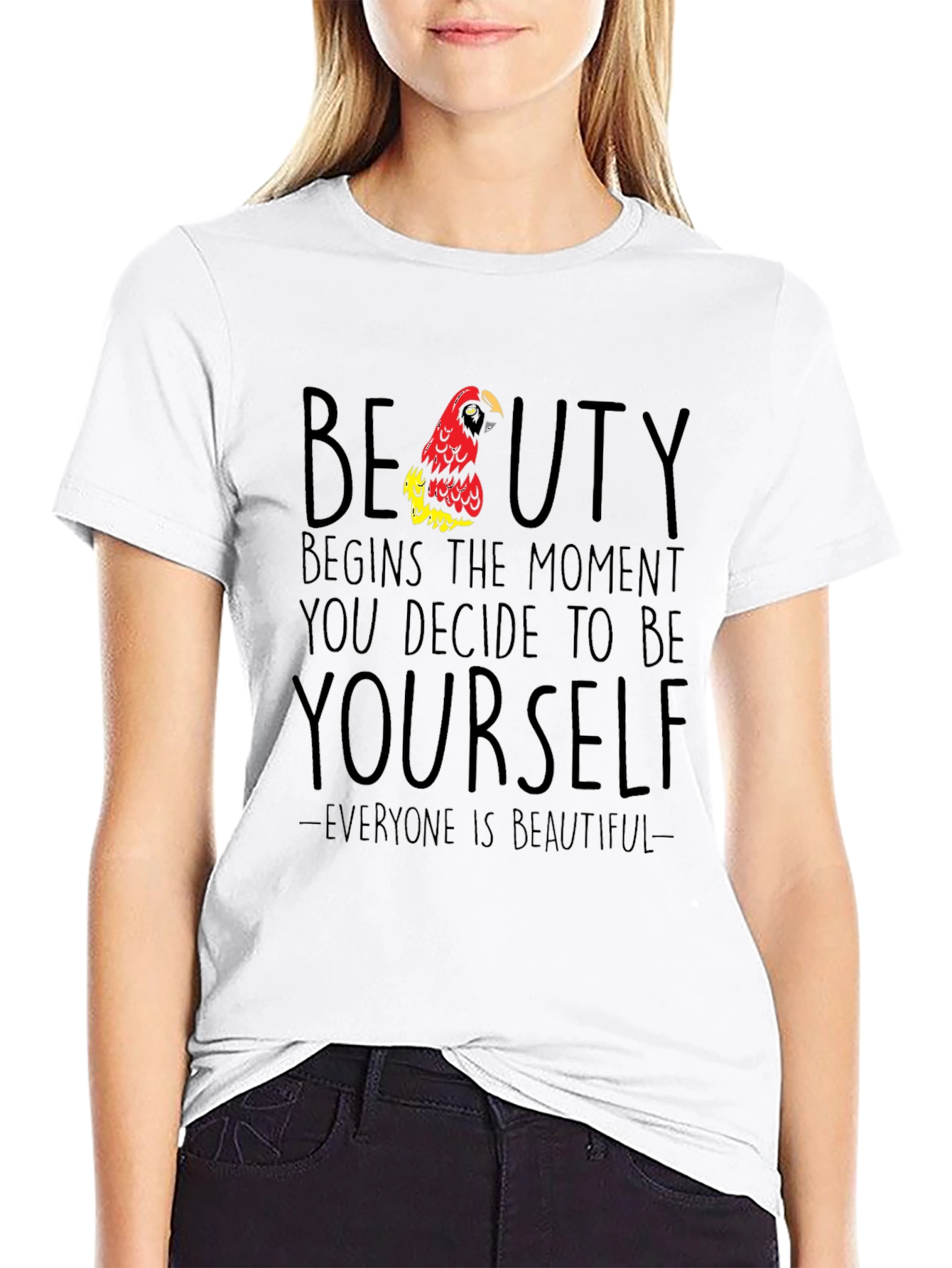 Beauty Begins Parrot Graphic T-Shirt