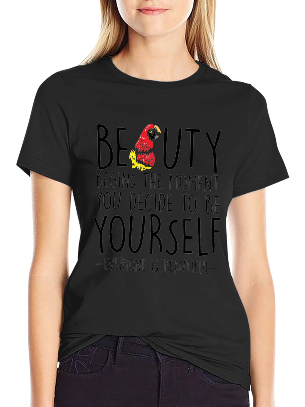 Beauty Begins Parrot Graphic T-Shirt