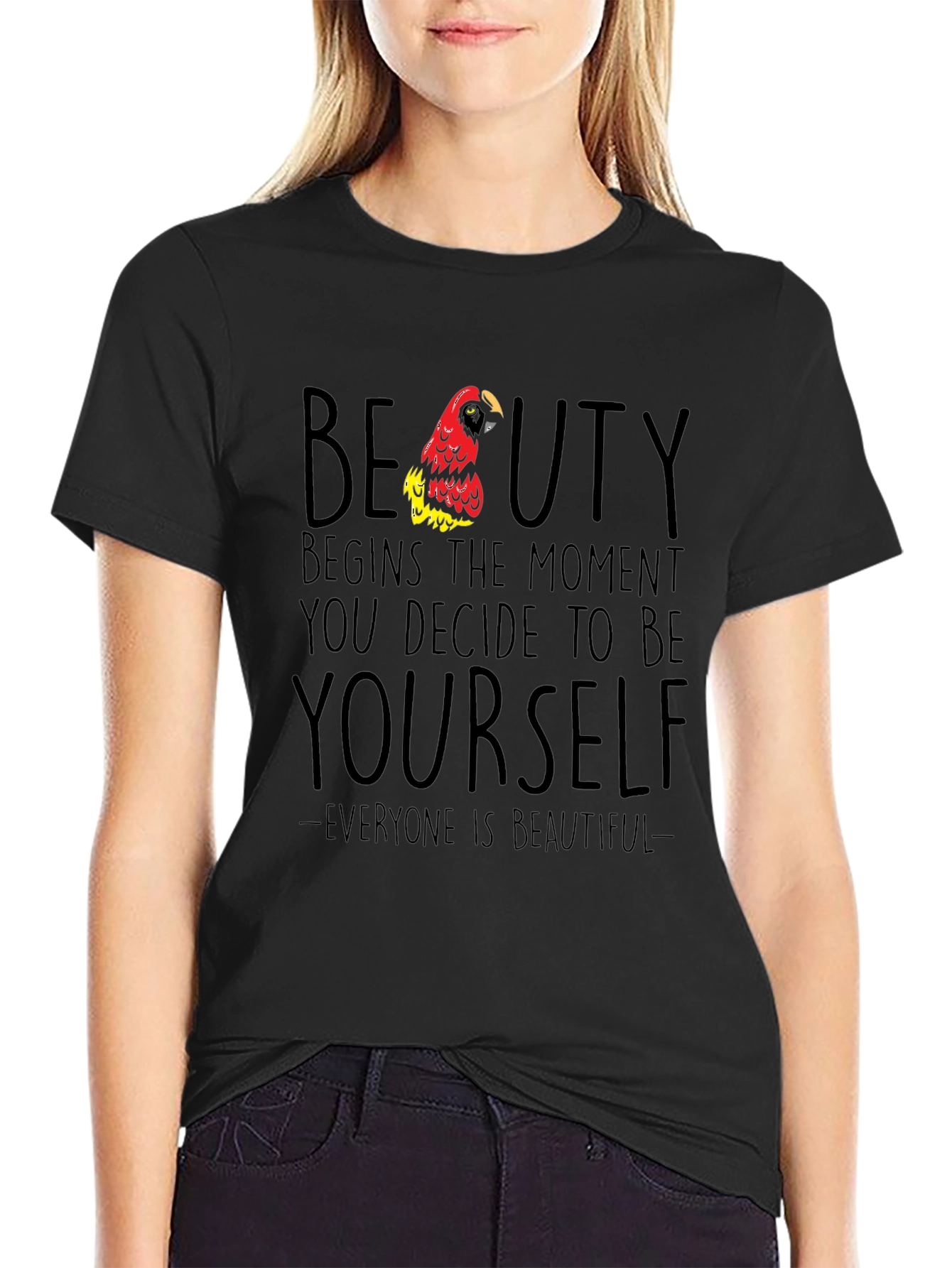 Beauty Begins Parrot Graphic T-Shirt