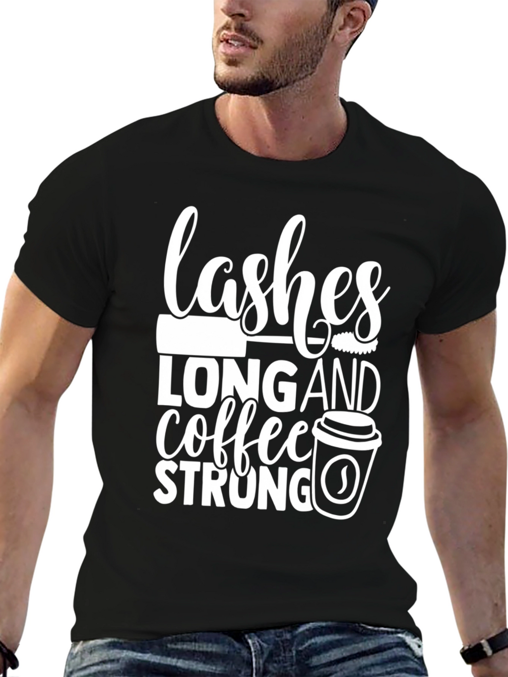 Lashes Long Coffee Strong Graphic Tee