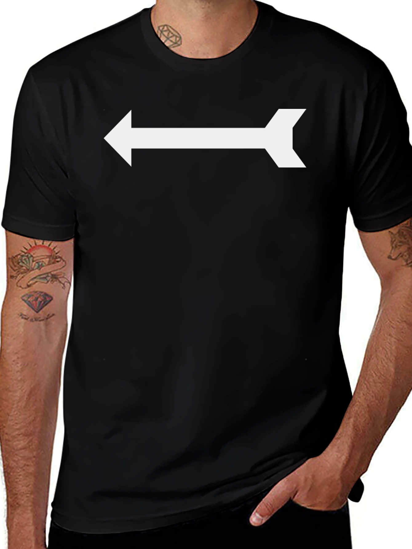 Arrow Pointing Left Black T-Shirt