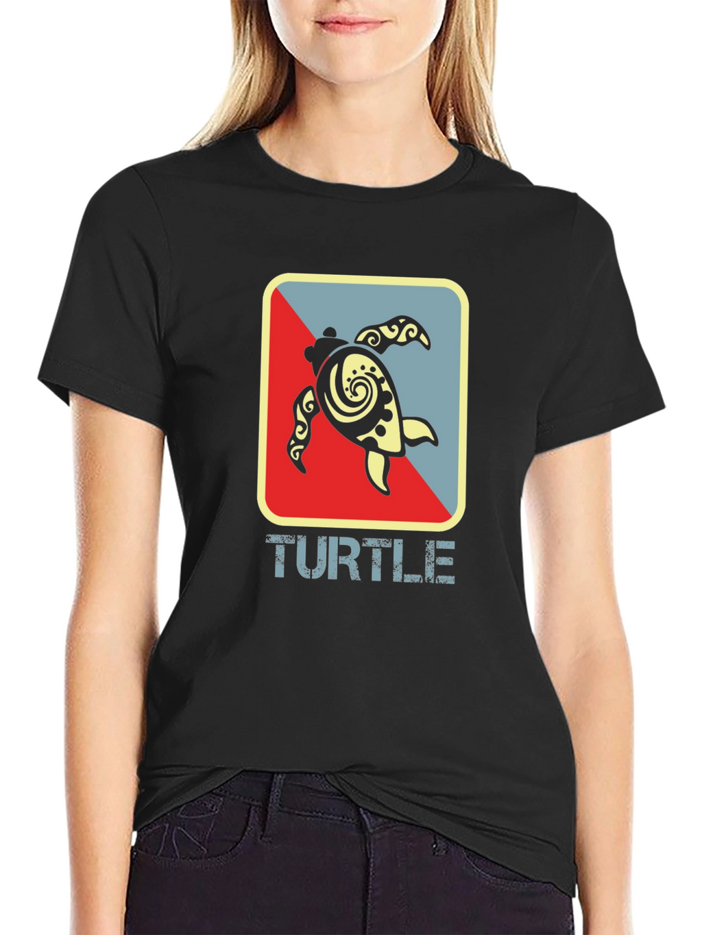 Turtle Graphic Tee - Black Cotton T-Shirt