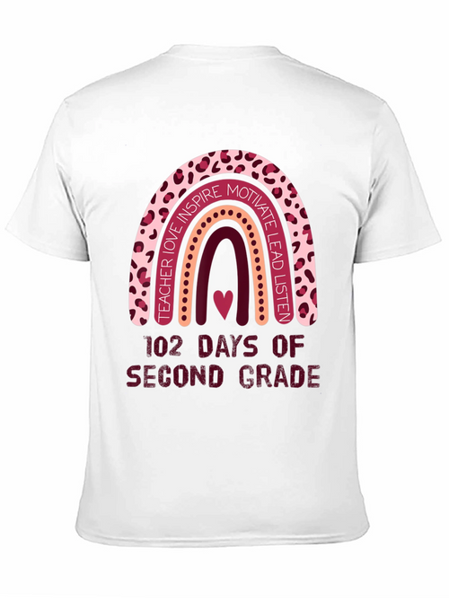102 Days Second Grade Rainbow Teacher T-Shirt