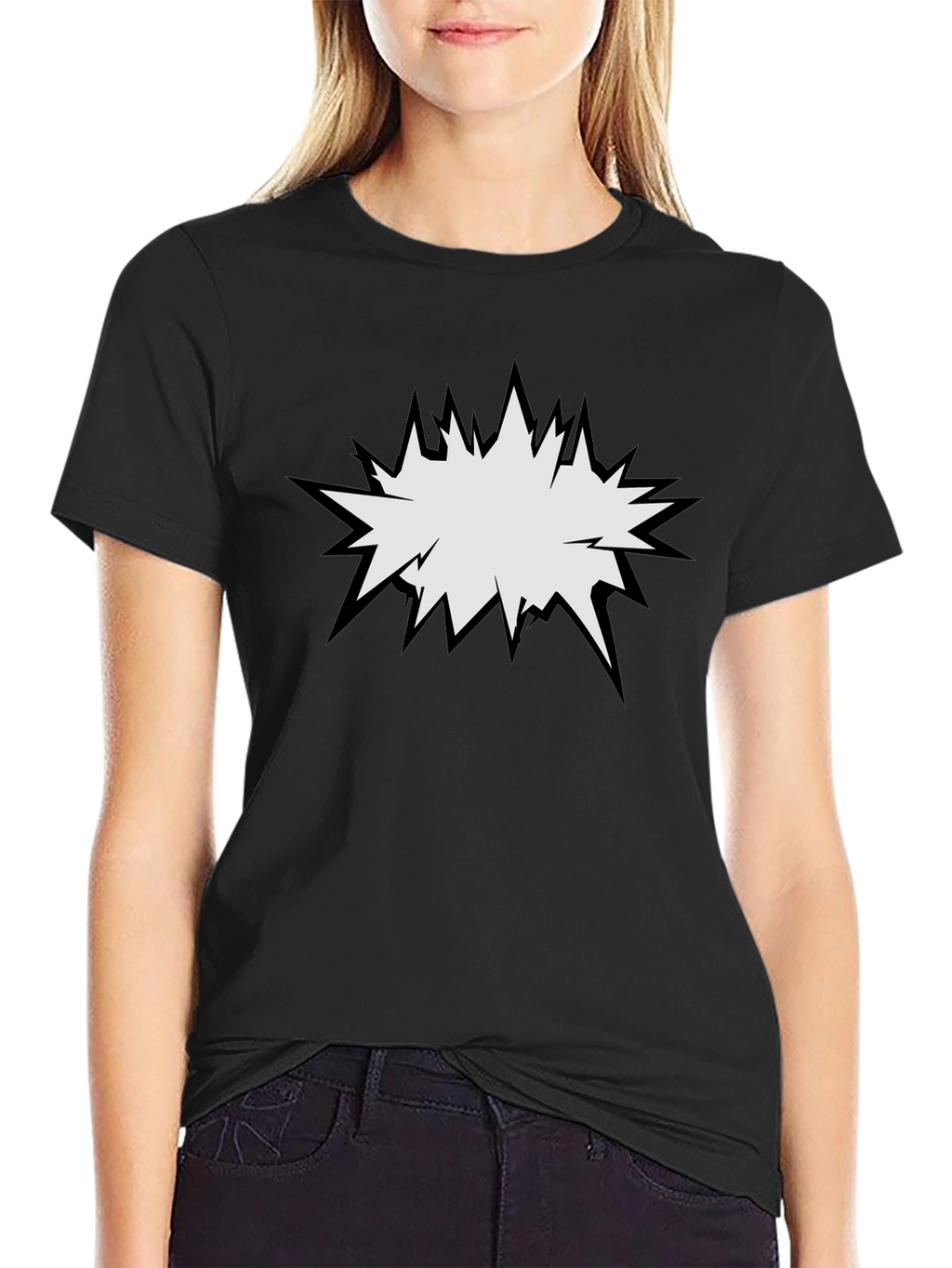 Mens Black T-Shirt with Comic Explosion Graphic