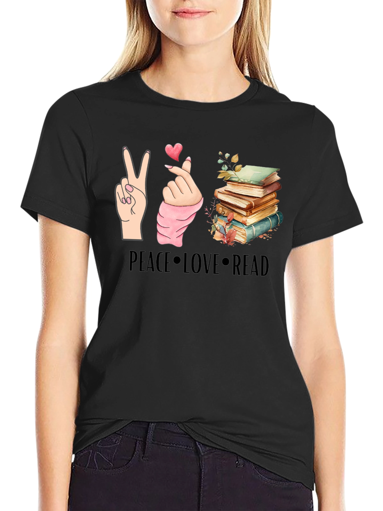 Peace Love Read T-Shirt - Book Lover Tee