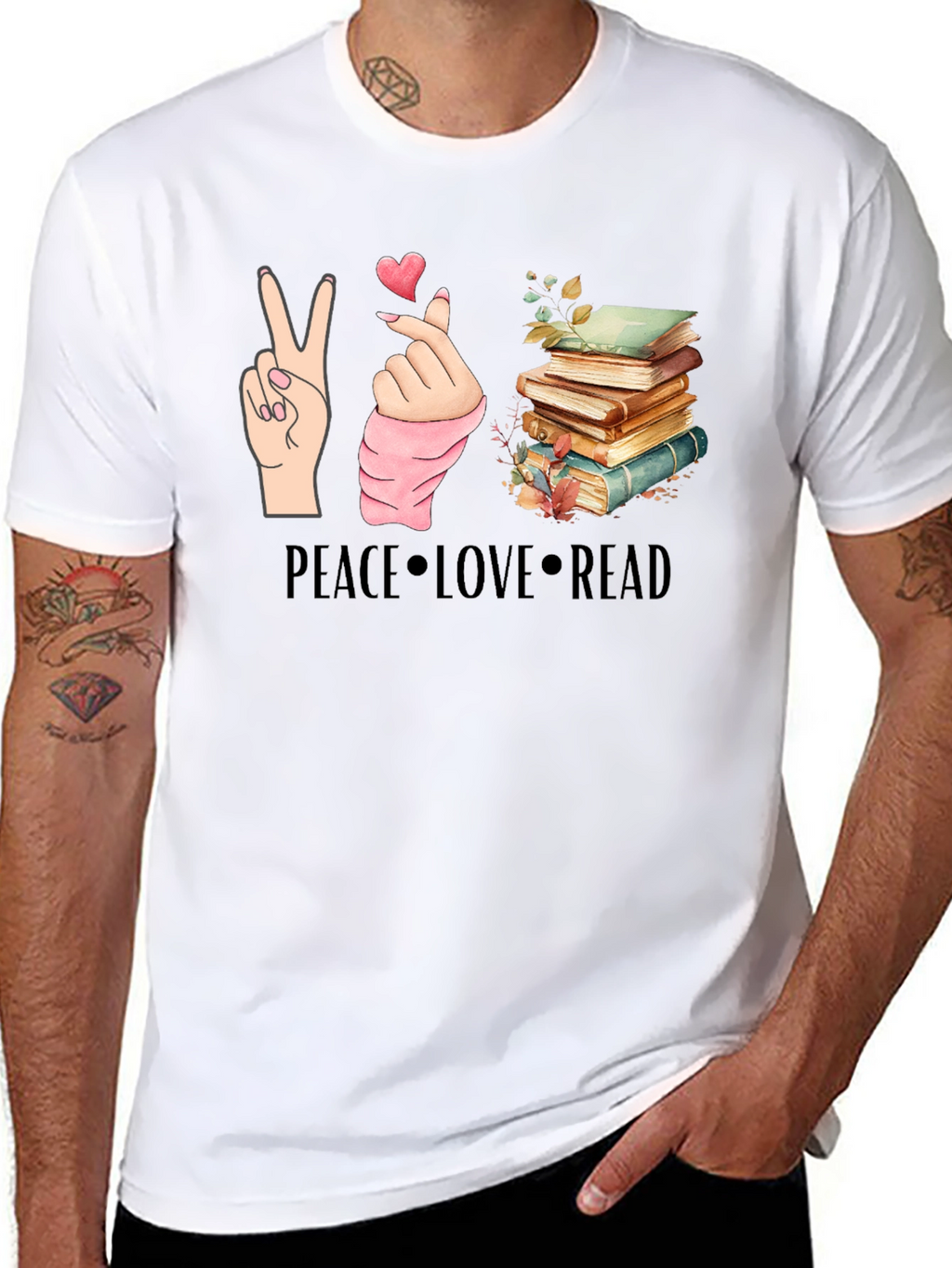 Peace Love Read T-Shirt - Book Lover Tee