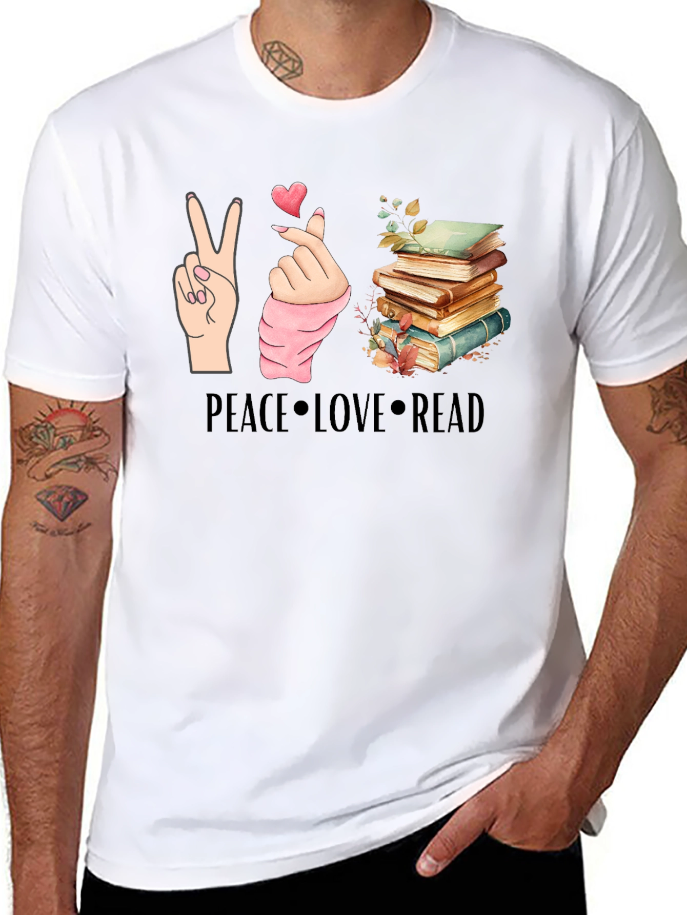Peace Love Read T-Shirt - Book Lover Tee