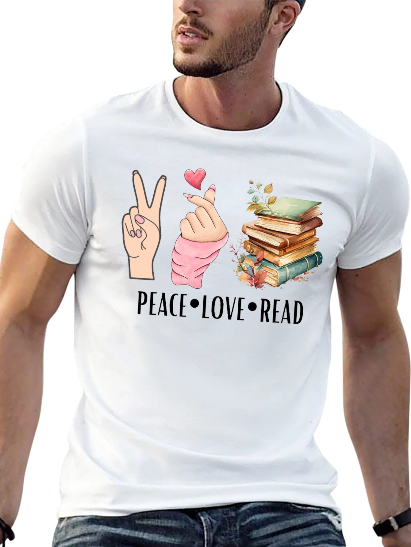 Peace Love Read T-Shirt - Book Lover Tee