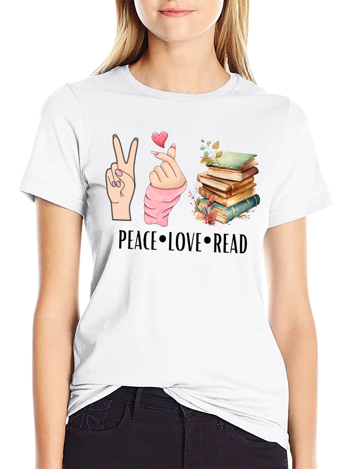 Peace Love Read T-Shirt - Book Lover Tee
