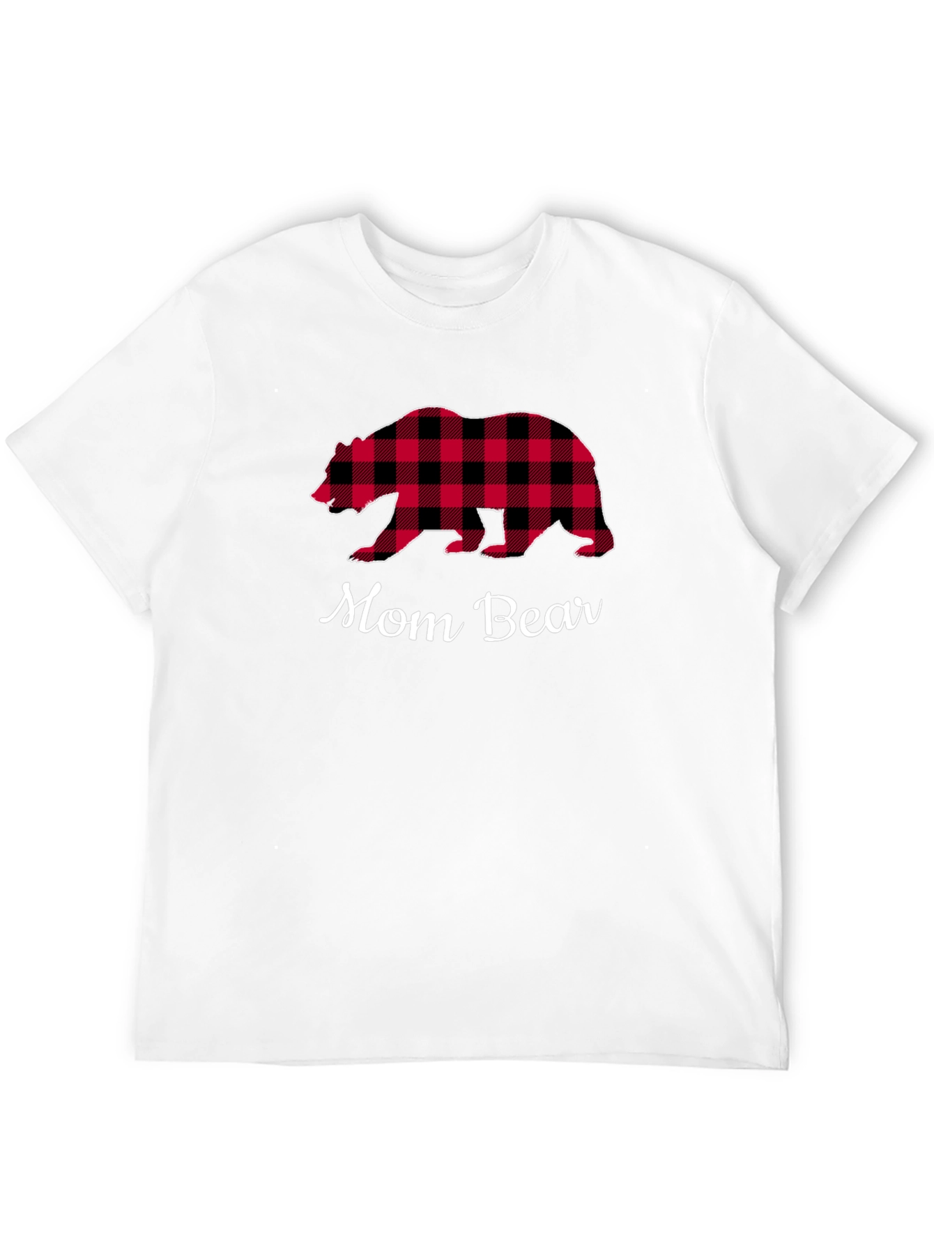 Mom Bear Plaid Graphic T-Shirt