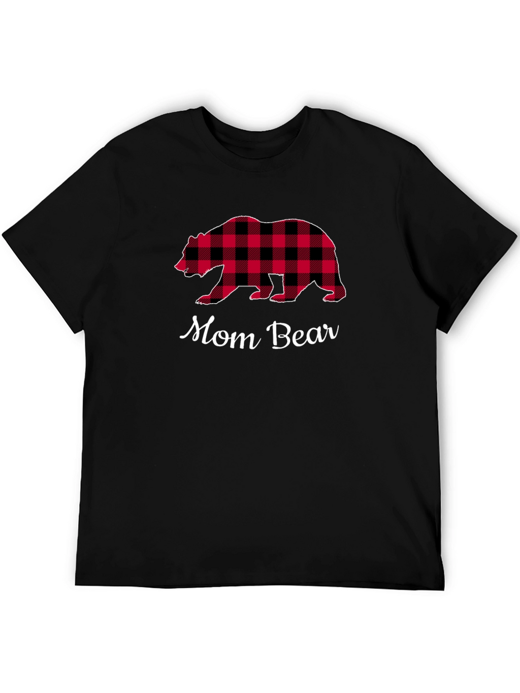 Mom Bear Plaid Graphic T-Shirt