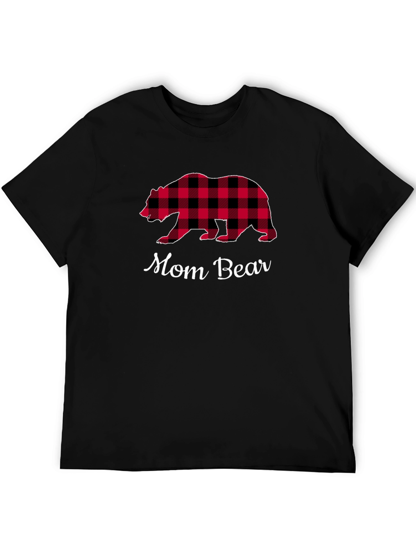 Mom Bear Plaid Graphic T-Shirt
