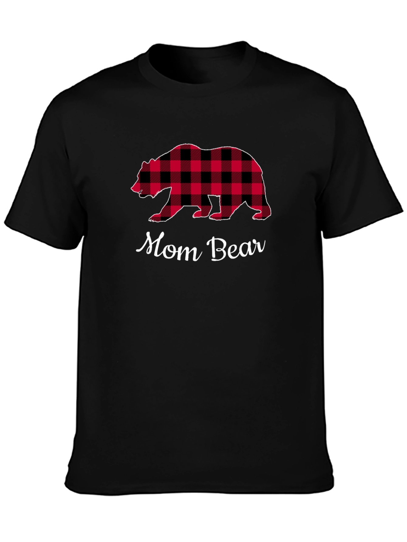 Mom Bear Plaid Graphic T-Shirt