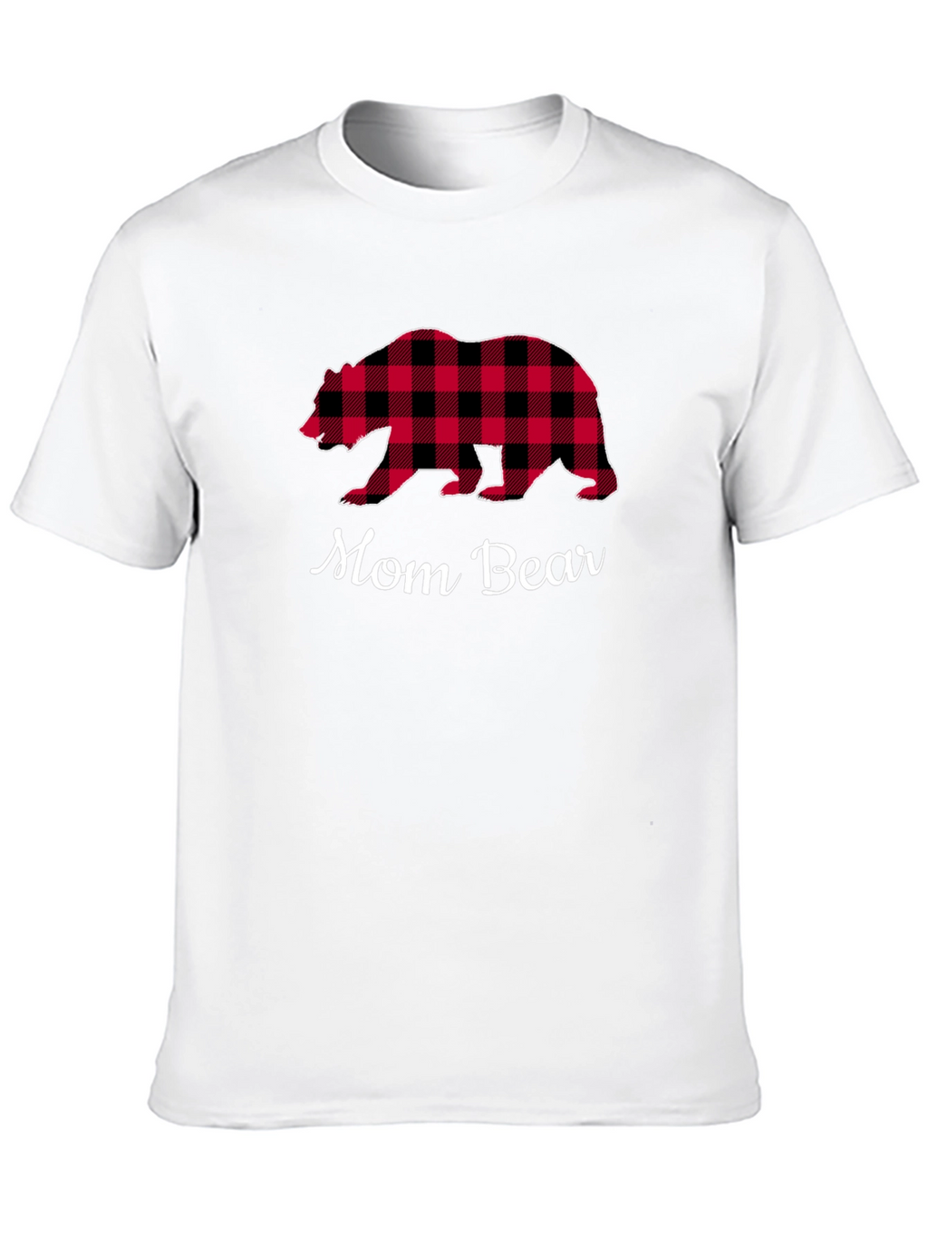 Mom Bear Plaid Graphic T-Shirt