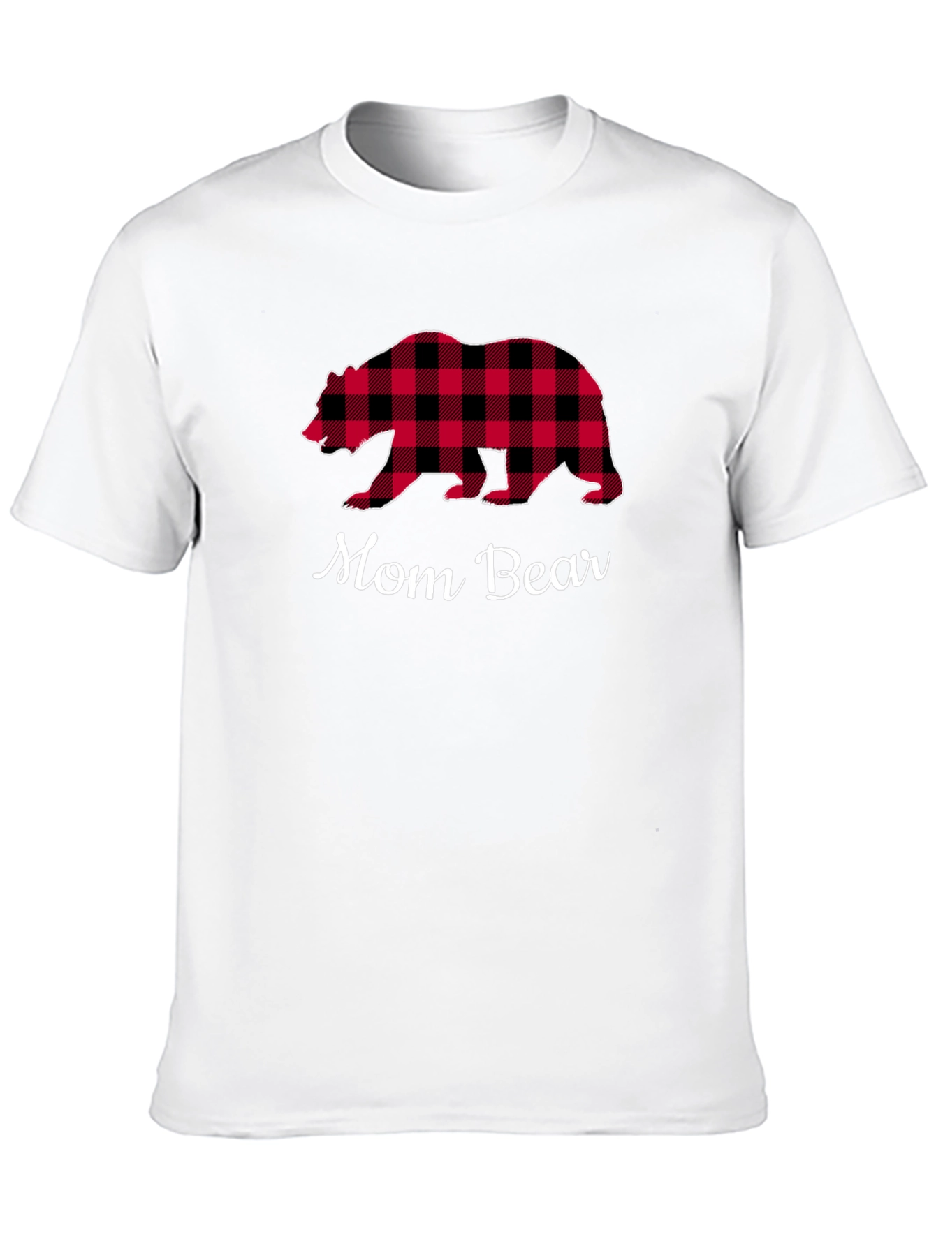 Mom Bear Plaid Graphic T-Shirt