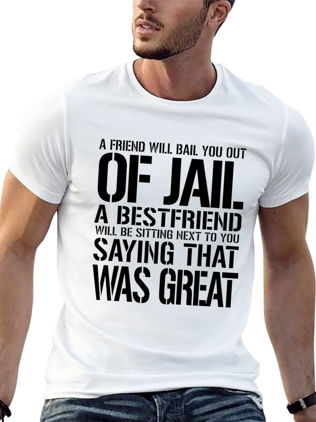 Bestfriend Jail T-Shirt: Funny Mens Graphic Tee