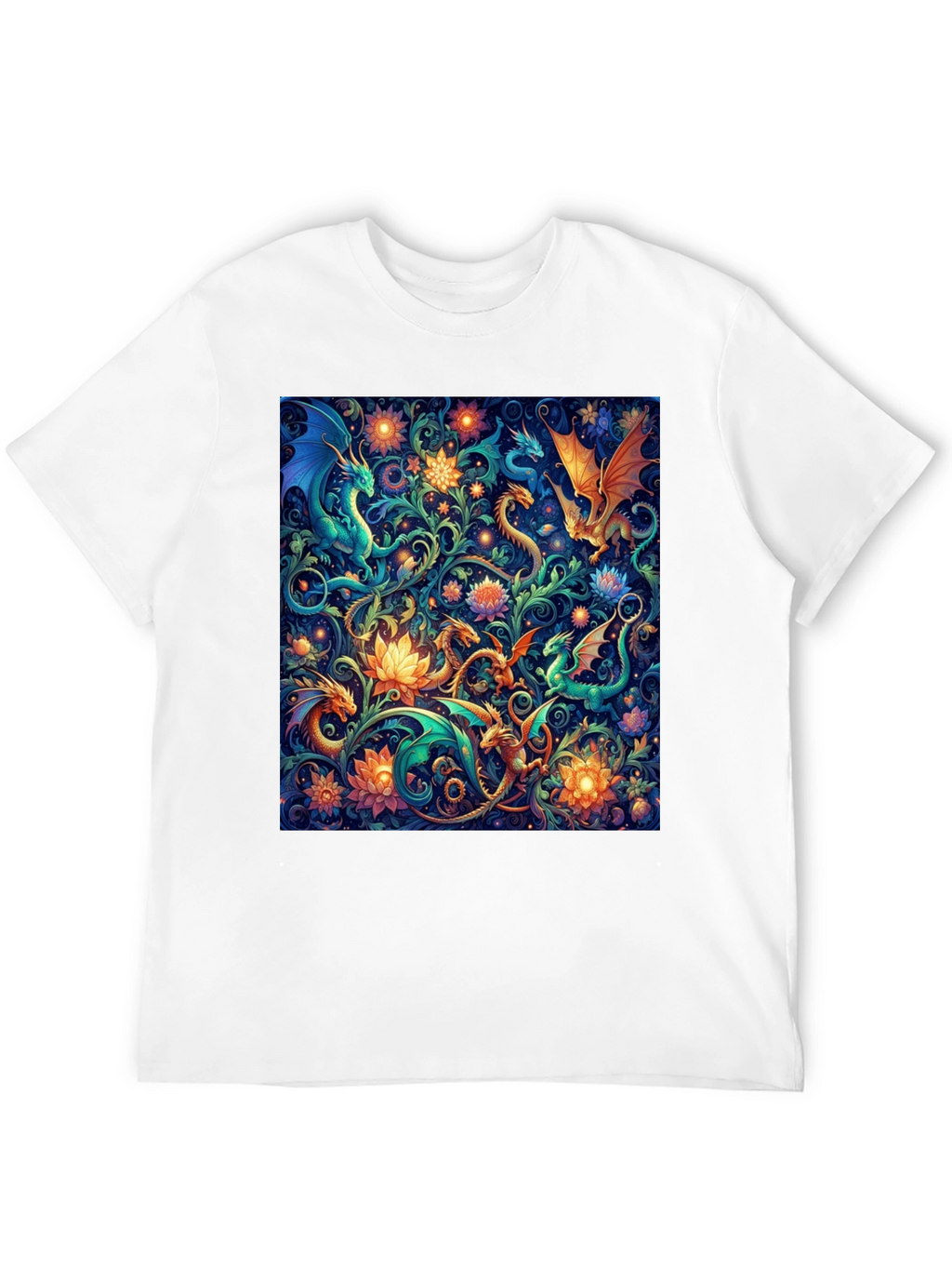 Dragon & Floral Print Tee