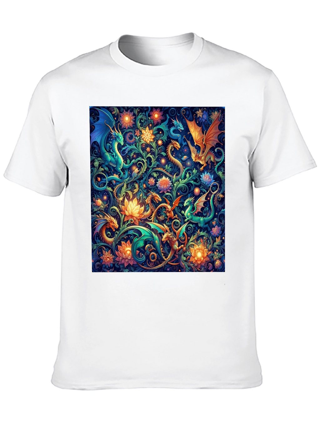 Dragon & Floral Print Tee