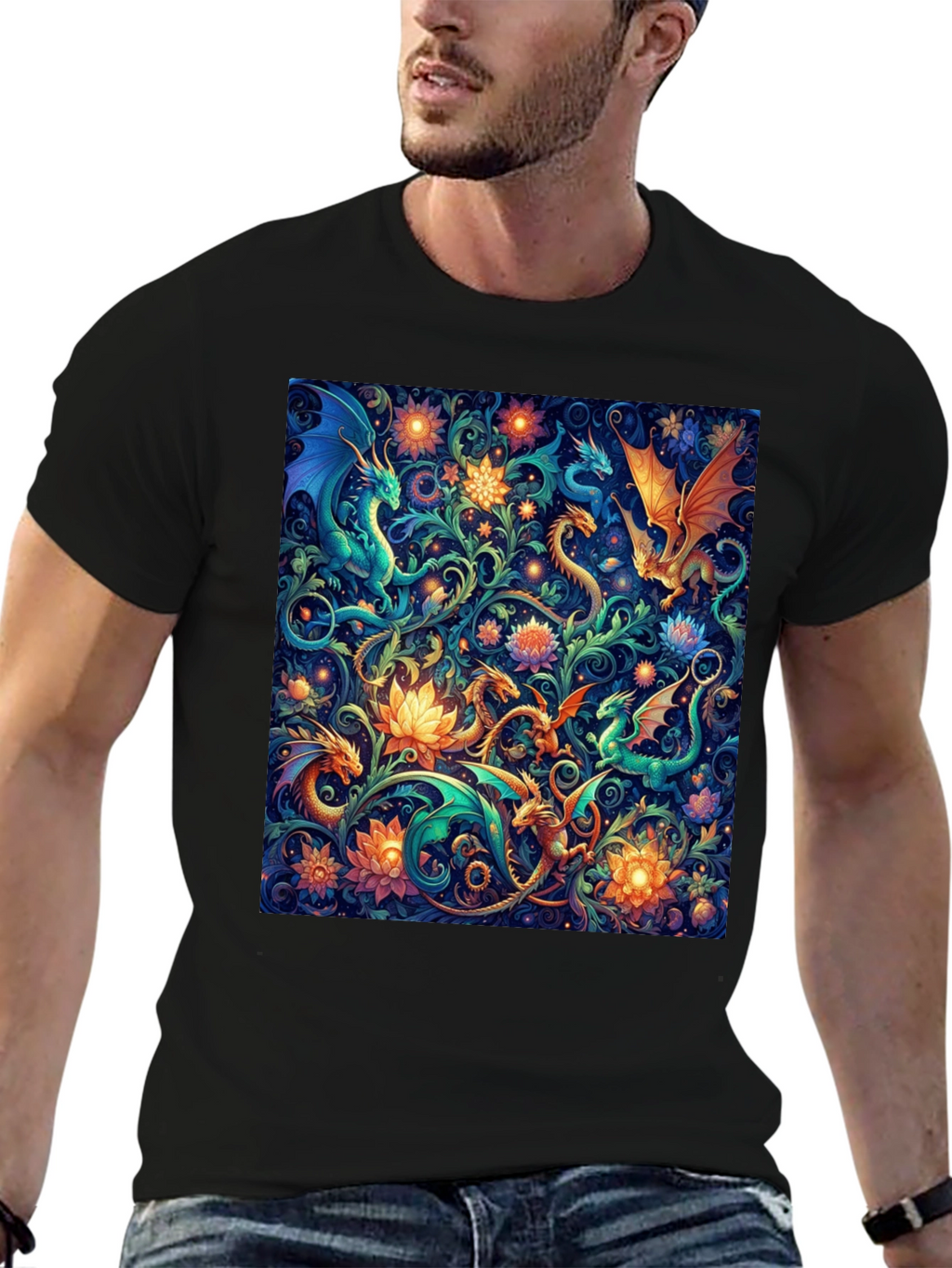 Dragon & Floral Print Tee