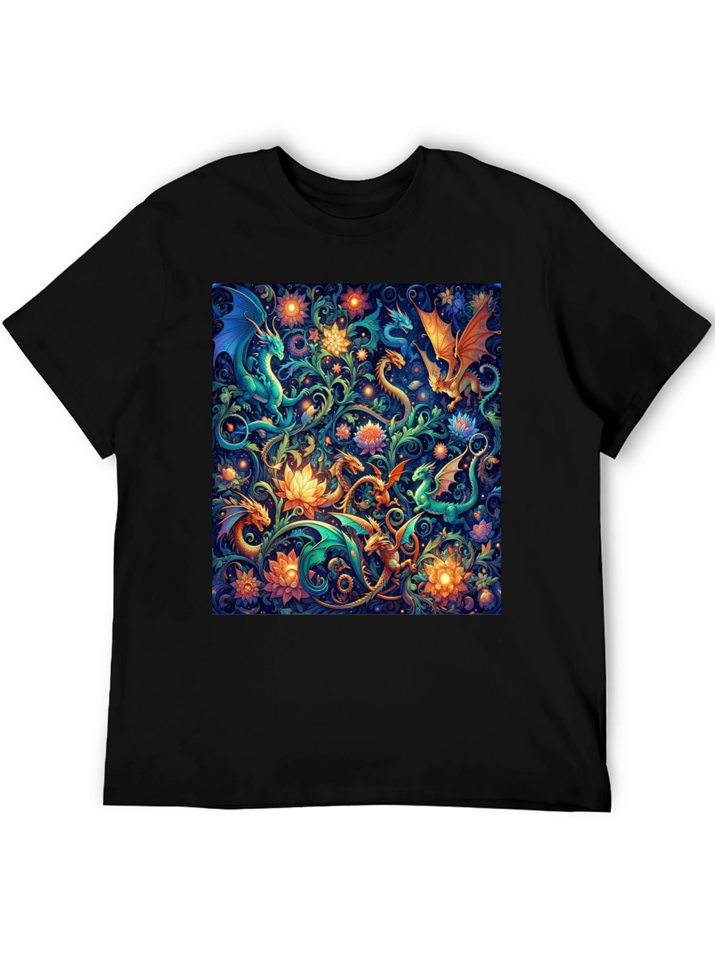 Dragon & Floral Print Tee